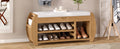Retro Multifunctional Storage Bench With Cushion And Curved Side Panel For Entrance And Living Room Natural Natural Mdf