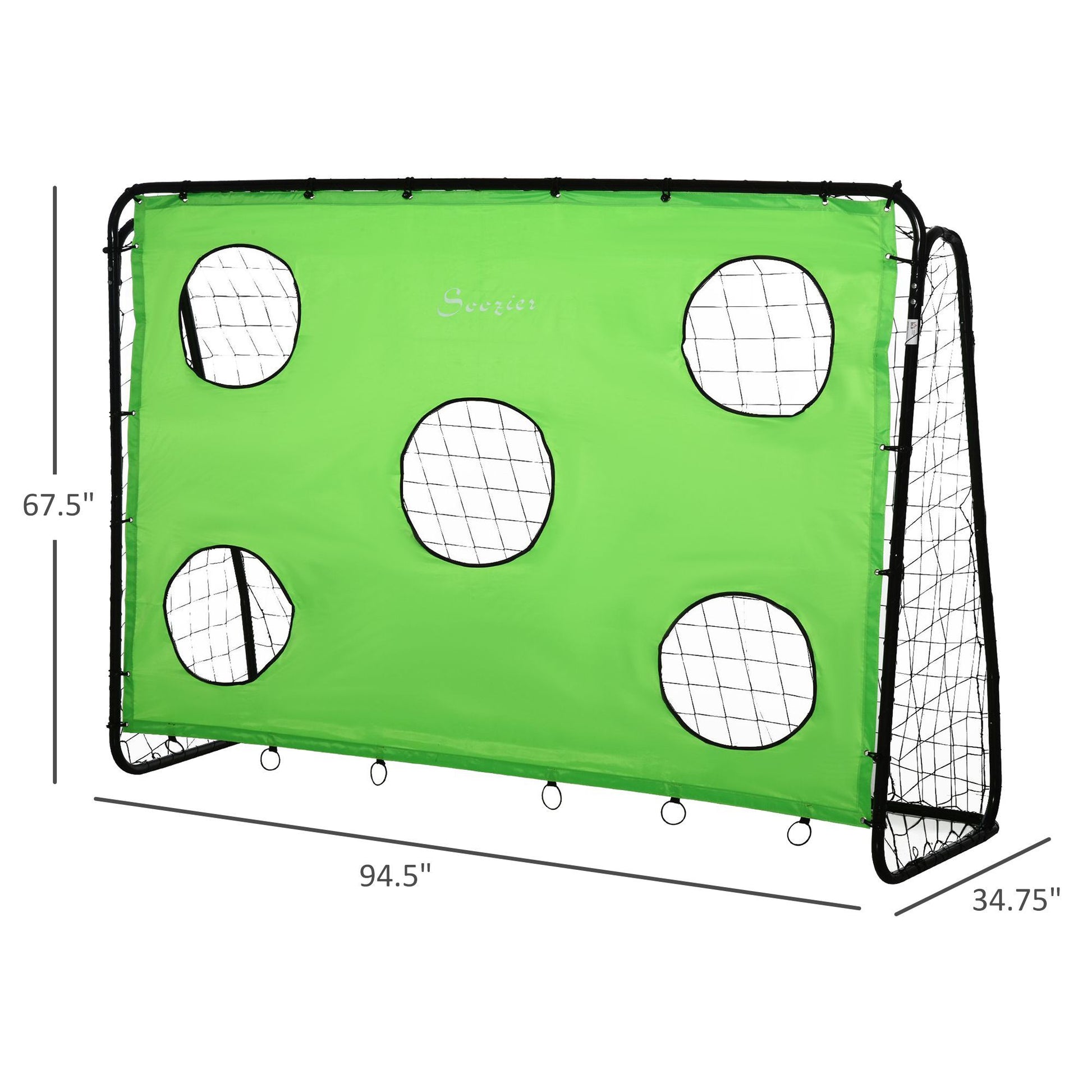 Soozier 8 X 3Ft Soccer Goal Target Goal 2 In 1 Design Indoor Outdoor Backyard With All Weather Polyester Net Best Gift Black Green Steel