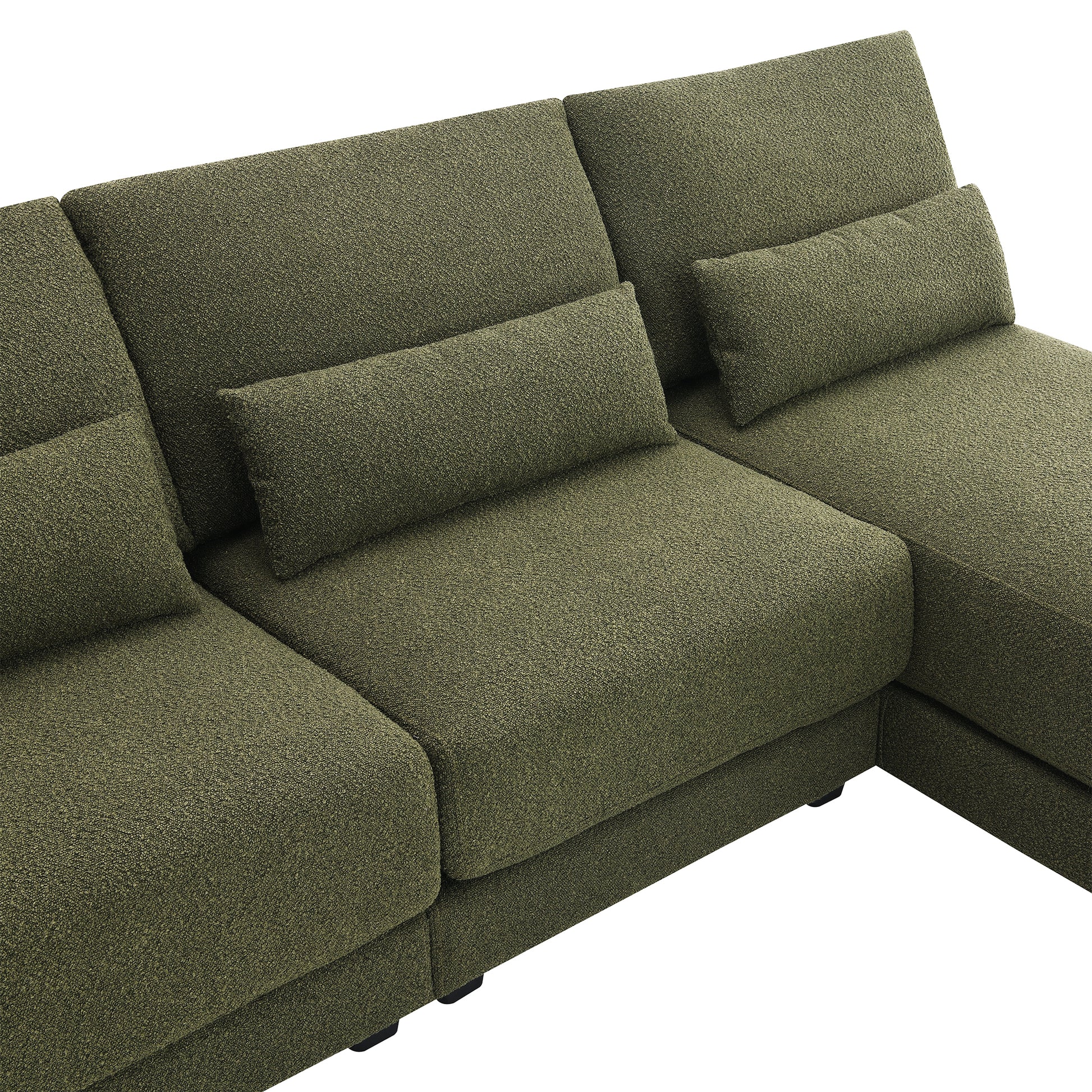 120*61" Oversized Deep Seat Sectional Sofa With Reversible Chaise,Loop Yarn Fabric 5 Seat Armless Indoor Furniture,Convertible L Shaped Couch For Living Room,Apartment,3 Colors Green Fabric 5 Seat