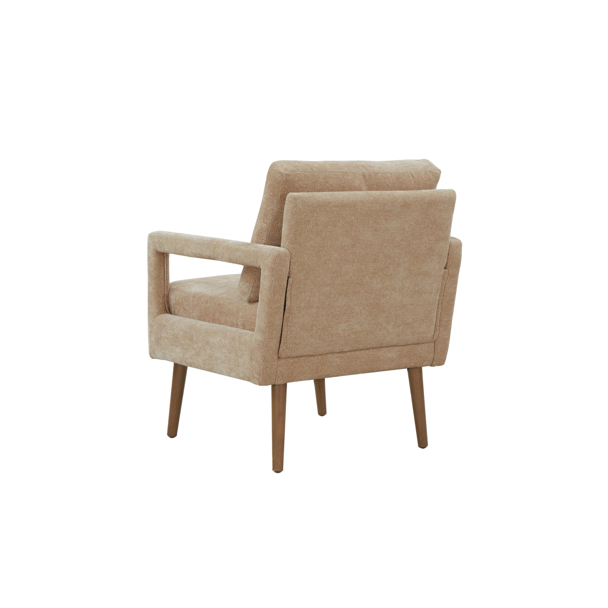Mid Century Armchairaccent Chair With Chenille Armrest & Soft Cushion For Living Room, Bedroom, Home Office, Study, Beige Beige Foam Wood Fabric