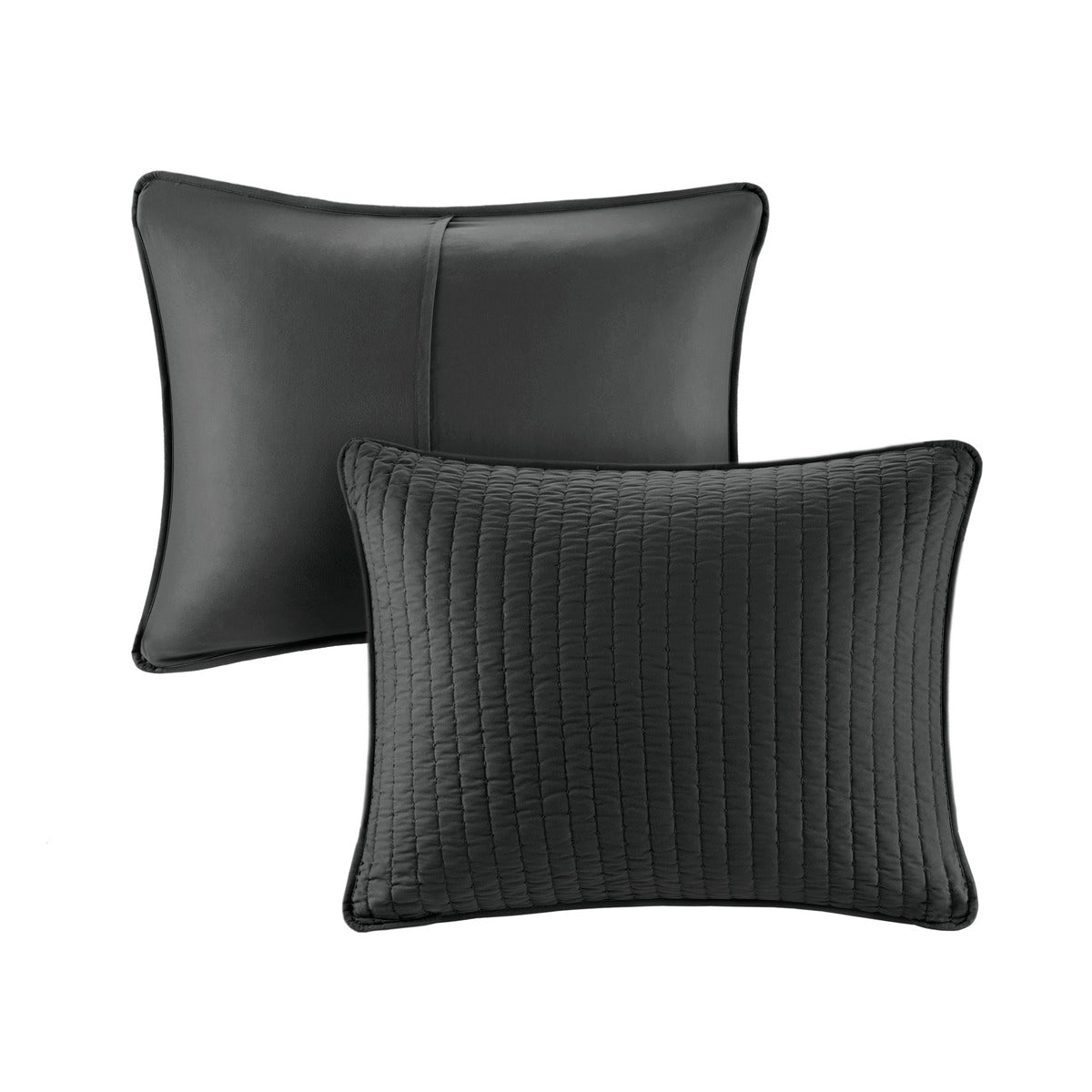 3 Piece Quilt Set Black King Cal King King Black Microfiber