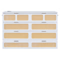 Queen Murphy Bed With Large Drawers,White Queen White Plywood