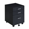 Black And Chrome 3 Drawer Rectangular File Cabinet Filing Cabinets 3 4 Drawers Black Silver Modern Wood Metal