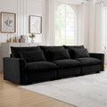 3 Seater Deep Seat Couches For Living Room, Wide And Deep Seat Comfy Living Roo Sofas With 3 Waist Pillows, Black Corduroy Black Corduroy 3 Seat