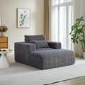 62.5 Inch Corduroy Sponge Sofa Lounge Chair With Removable Footrest,No Assembly Required,Fluffy Modern Sleeper Chair For Indoor Living Room Bedroom Grey Foam Corduroy 1 Seat