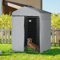 Pawhut 4' X 4' X 6' Outdoor Dog Kennel With Waterproof Canopy, Removable Windproof Walls, Dog Run Exercise Pen For Small & Medium Dogs, Chickens, Ducks Black Steel