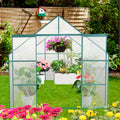 8X10Ft Double Door Polycarbonate Greenhouse Raised Base And Anchor Aluminum Heavy Duty Walk In Greenhouses For Outdoor Backyard In All Season,Green Green Aluminium