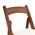 Upholstered Folding Chair, Space Saving, Easy To Carry, 4Pcs, Walnut Shelf Beige Cushion,Dining Room Natural Walnut Solid Wood