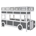 Twin Over Twin Bus Shaped Bunk Bed With Wheels And Storage, Gray White Box Spring Not Required Twin Grey White Wood Bedroom Solid Wood Mdf