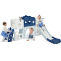 7 In 1 Toddler Slide Set, Freestanding Space Set With Slide, Kids Slide Playset Structure, Arch Tunnel And Basketball Hoop, Toy Storage Organizer For Toddlers, Kids Climbers Playground Blue 50 99 Lbs Cute 1 To 2 Years Hdpe Indoor & Outdoor Use