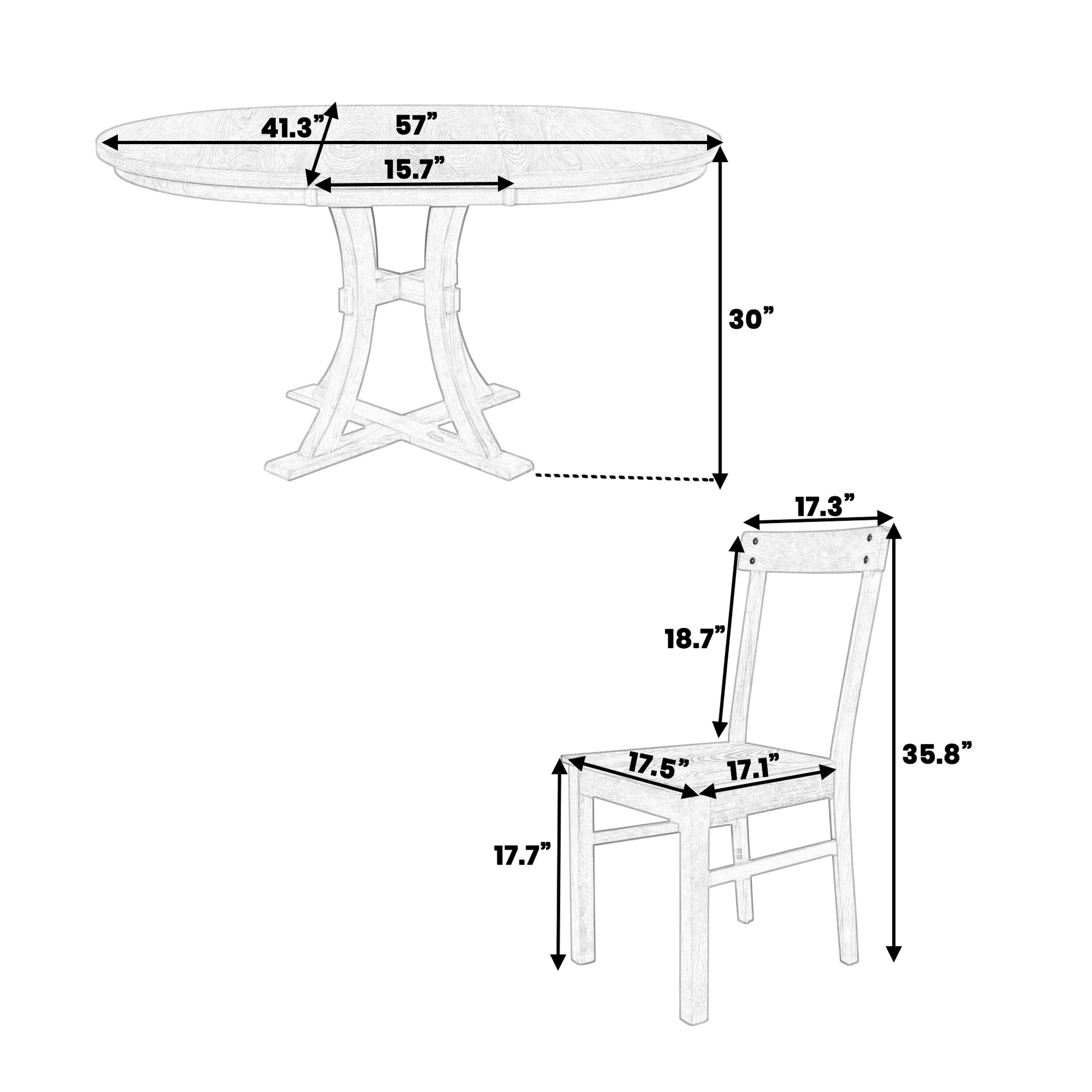 5 Piece Rustic Round Pedestal Extendable Dining Table Set With 15.7" Removable Leaf And Simple Dining Chirs For Small Places, Gray Gray Wood Dining Room Extendable Rubberwood Oval Dining Table With Chair Wood Wood Gray Seats 4 Removable Leaf Farmhouse
