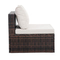 Patio Furniture, Outdoor Furniture, Seasonal Pe Wicker Furniture, 5 Set Wicker Furniture With Tempered Glass Coffee Table Brown Seats 4 Pe Rattan Iron Waterproof Fabric
