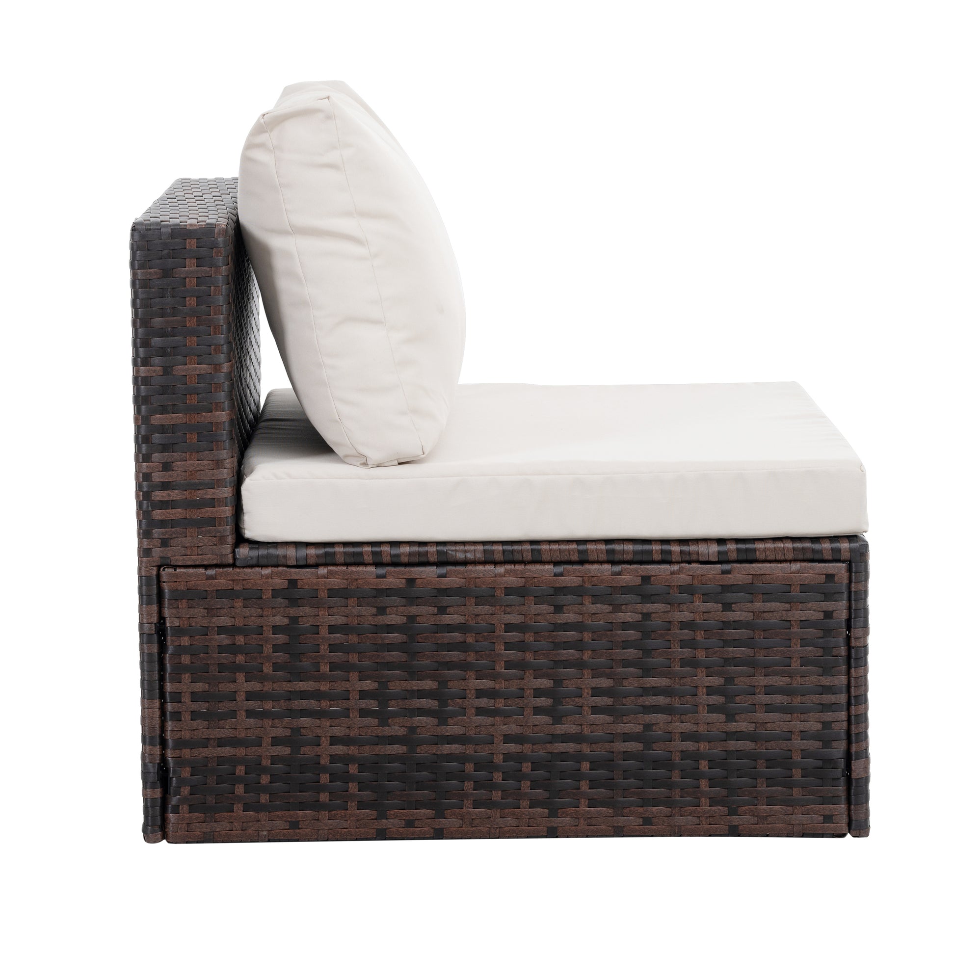 Patio Furniture, Outdoor Furniture, Seasonal Pe Wicker Furniture, 5 Set Wicker Furniture With Tempered Glass Coffee Table Brown Seats 4 Pe Rattan Iron Waterproof Fabric