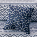 4 Piece Jacquard Quilt Set With Throw Pillow Navy Full Queen Full Navy Polyester