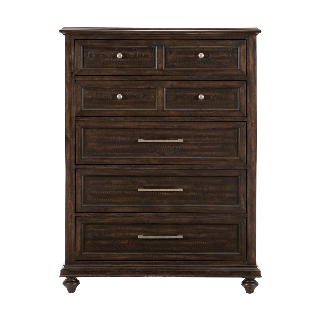 Solid Transitional Style Bedroom 1Pc Chest Of Drawers Driftwood Charcoal Finish Wooden Furniture Traditional Framing Brown Mix Bedroom Transitional Wood