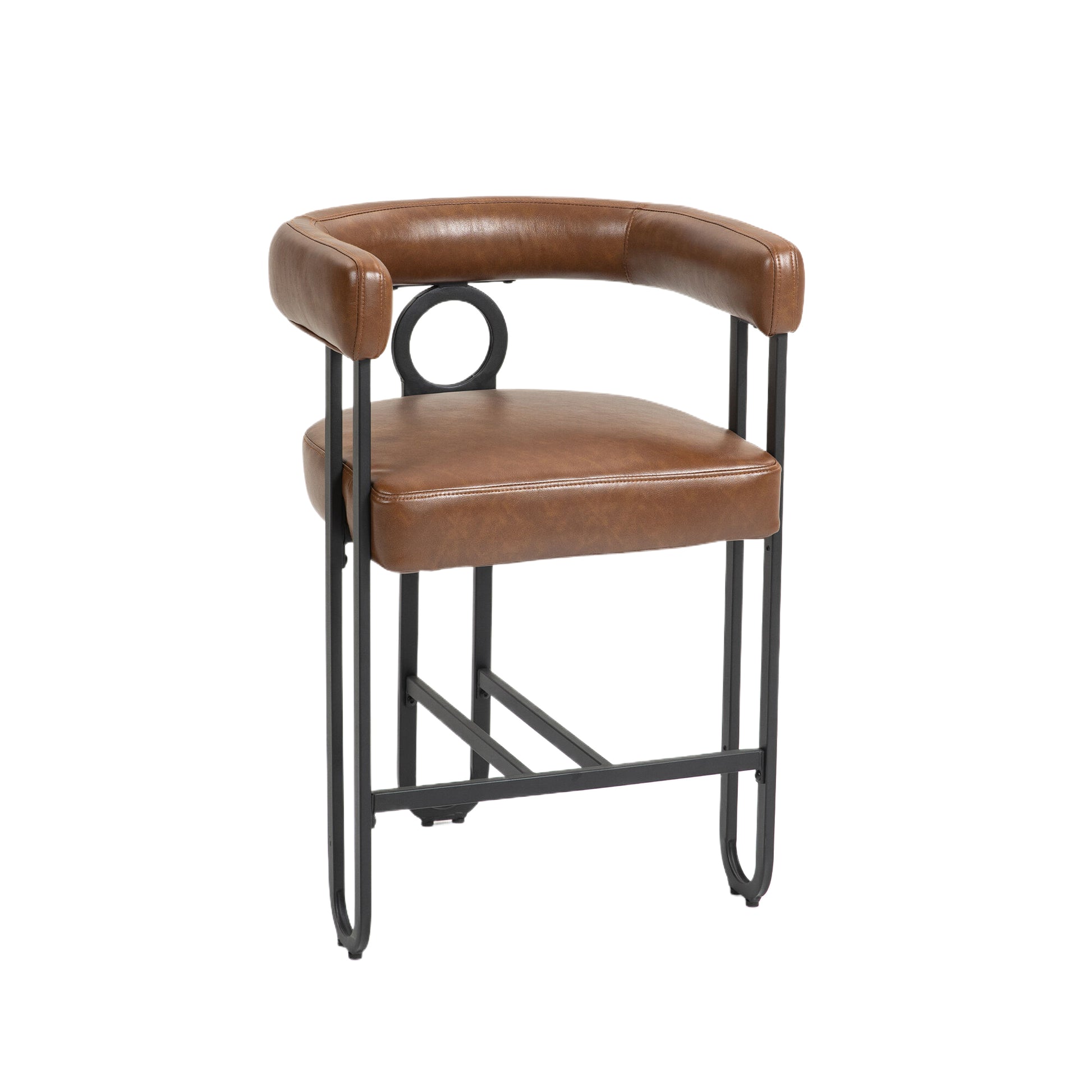 Coolmore Bar Stools Set Of 2, Modern Bar Stool With Back, Black Metal Frames, Upholstered Bar Stools For Kitchen Island, Pub, Club Light Brown Pu Light Brown Foam Pu Leather