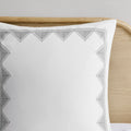 Cotton Printed Comforter Set With Chenille White Navy Full Queen Queen White Navy Cotton