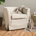 Swivel Chair With Loose Cover Natural Fabric