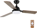 44 Inch Ceiling Fan With Led Light And Remote Control, 6 Speed Modes, 2 Rotating Modes, Timer Antique Brown Wood