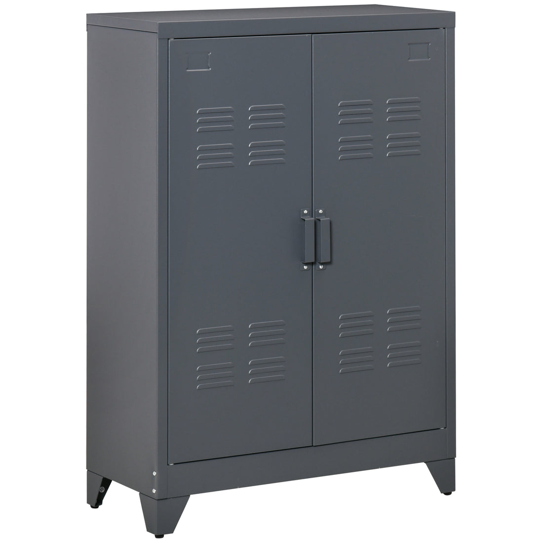 Homcom Industrial Steel Storage Cabinet Storage Organizer Gray Grey Metal