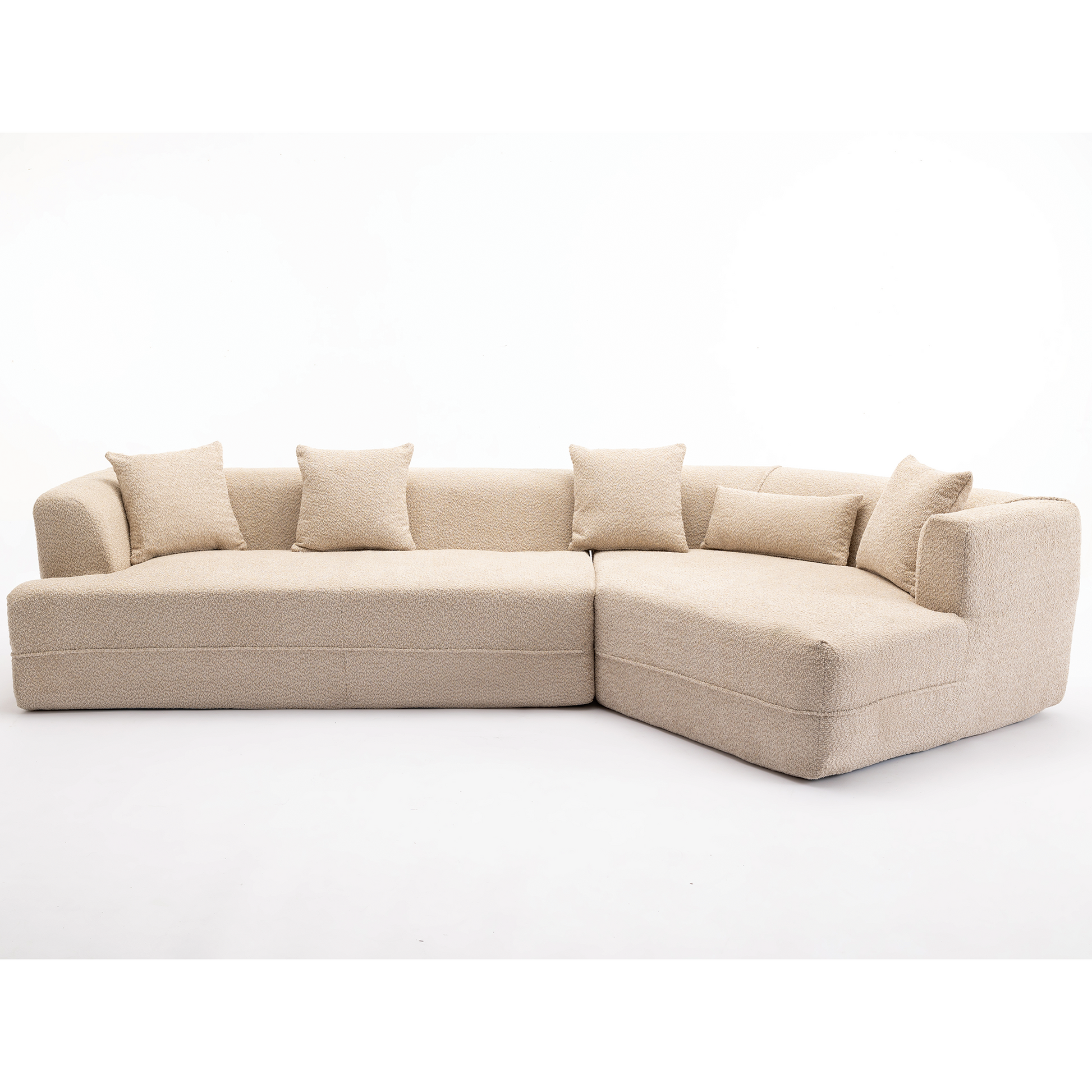 And Upgraded Extended Edition Modular Sofamodern Minimalist Style Sofa, Upholsteredfree Combination, Round Fiber Fabric, Anti Wrinkle Fabric,Dimension Extension,Brown Light Brown Polyester Primary