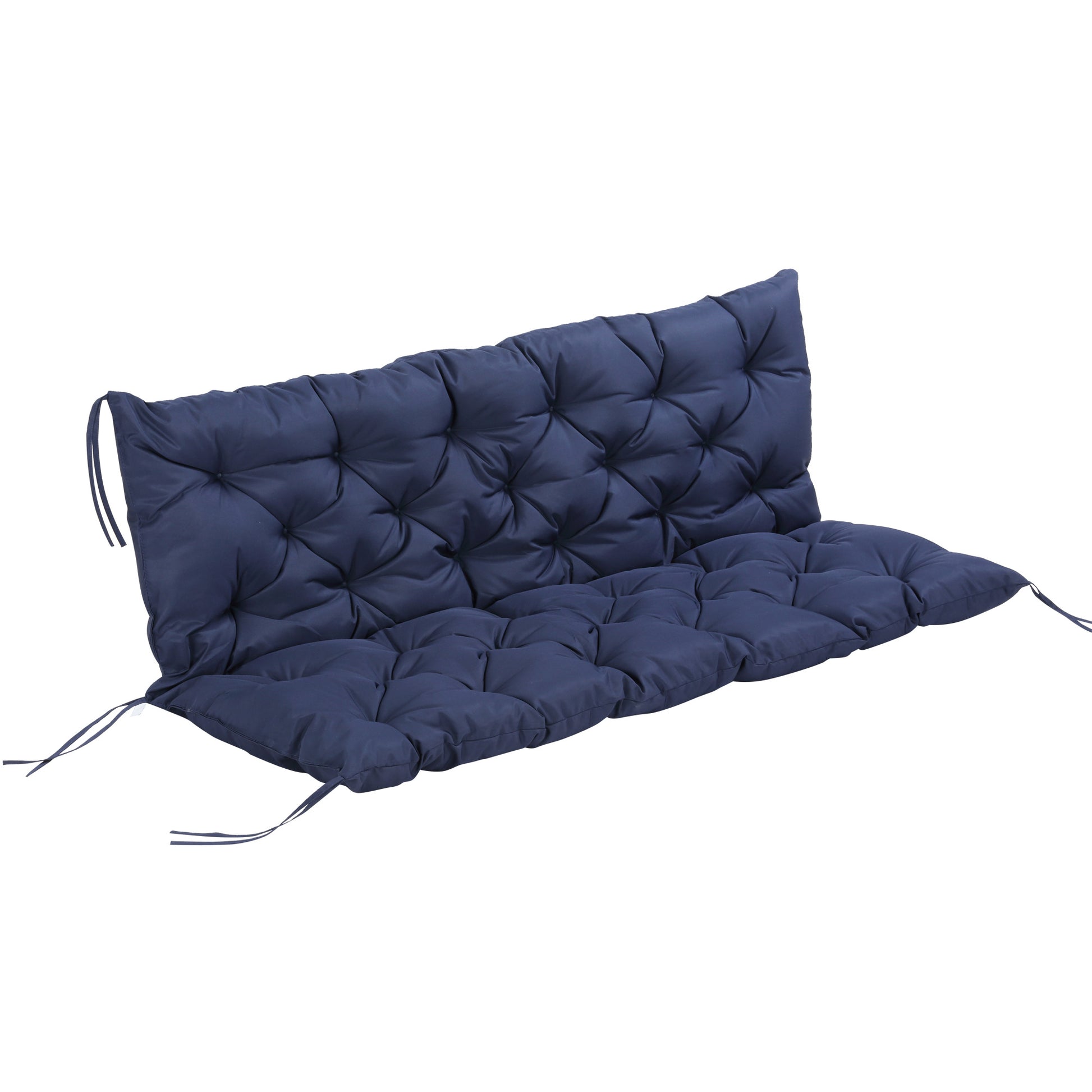 Outsunny Tufted Bench Cushions For Outdoor Furniture, 3 Seater Replacement For Swing Chair, Patio Sofa Couch, Overstuffed, Includes Backrest, Dark Blue Blue Polyester