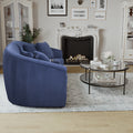 United We Win Corduroy Fabric, Two Cup Holders, Storage, Oversized Two Seat, Solid Wood Frame, High Quality Sponge Filling, Curved Placement Sofa Navy Corduroy 2 Seat