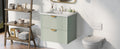 Modern 24 Inch Wall Mounted Bathroom Vanity With 2 Drawers, Green Ideal For Small Bathrooms Green Bathroom Mdf