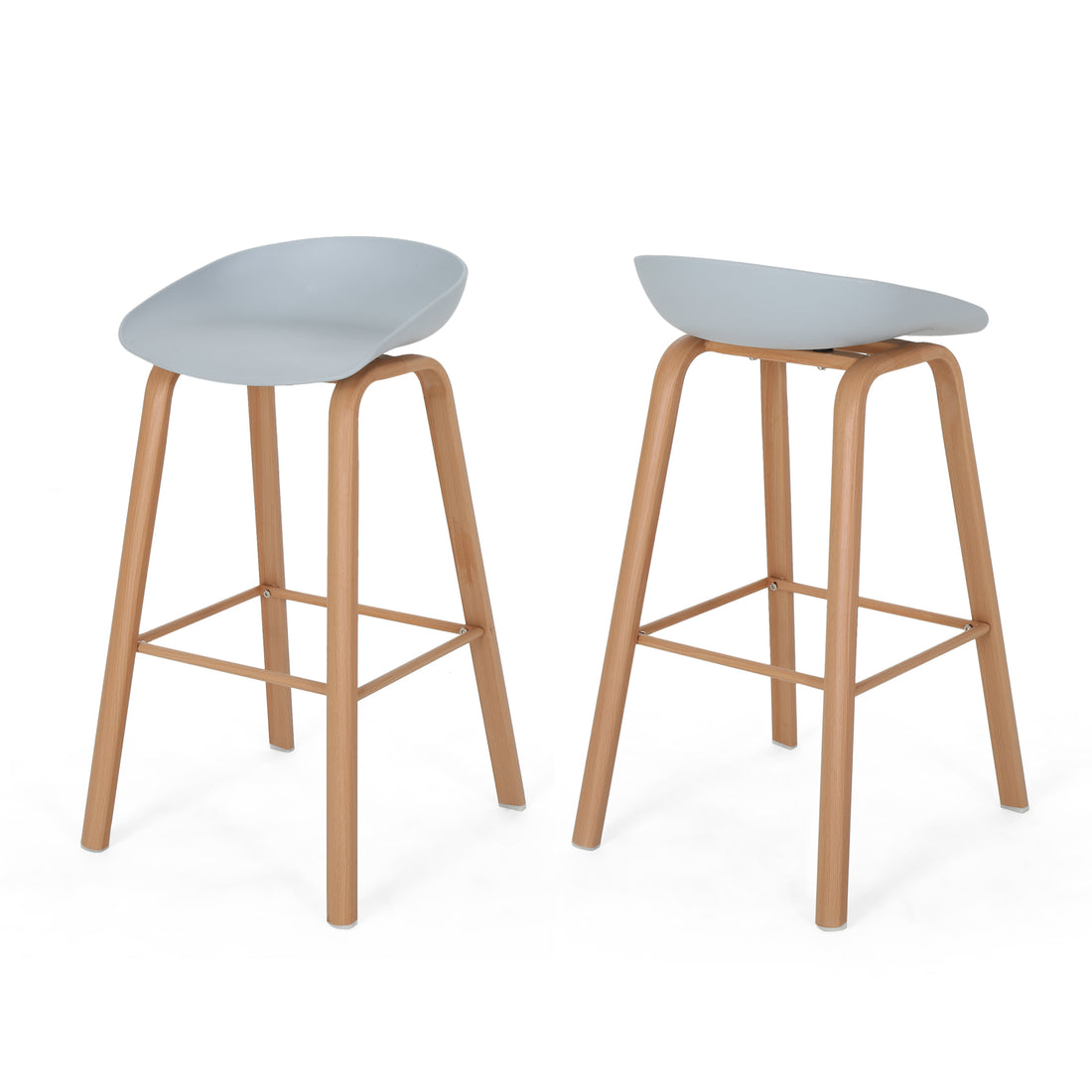 Barstool Set Of 2 Grey Polypropylene