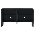 4 Door Large Storage Retro Sideboard With Adjustable Shelves And Long Handles For Kitchen, Dining Room And Living Room Black Black Mdf