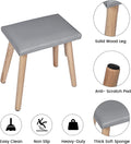 Vanity Table Set With Adjustable Brightness Mirror And Cushioned Stool, Dressing Table Vanity Table With Free Make Up Organizer Grey White Wood