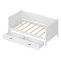 Twin Size Solid Wood Daybed With Two Drwaers For Kids Teens Dorm Bedroom Multipurpose Guest Room Or Home, White Box Spring Not Required Twin White Wood Bedroom Pine Wood