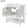 30 Inch White Bathroom Vanity With Ceramic Sink And Versatile Storage Ideal For Small Bathrooms White Bathroom Solid Wood Mdf