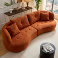 Wks7C Orange Sectional Sofa With Removable Pillows, Durable Fabric, Solid Wood Frame, High Density Sponge Filler Orange Fabric 4 Seat