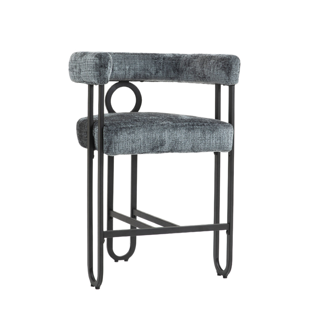 Coolmore Bar Stools Set Of 2, Modern Bar Stool With Back, Black Metal Frames, Upholstered Bar Stools For Kitchen Island, Pub, Club Gray Chenille Gray Foam Chenille