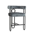 Coolmore Bar Stools Set Of 2, Modern Bar Stool With Back, Black Metal Frames, Upholstered Bar Stools For Kitchen Island, Pub, Club Gray Chenille Gray Foam Chenille