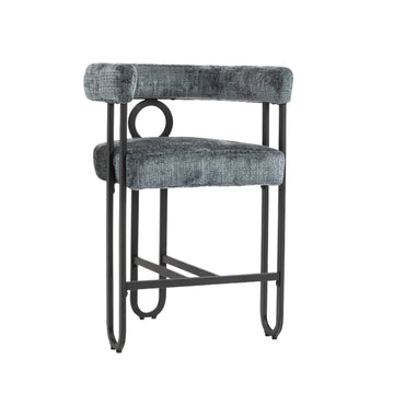 Coolmore Bar Stools Set Of 2, Modern Bar Stool With Back, Black Metal Frames, Upholstered Bar Stools For Kitchen Island, Pub, Club Gray Chenille Gray Foam Chenille