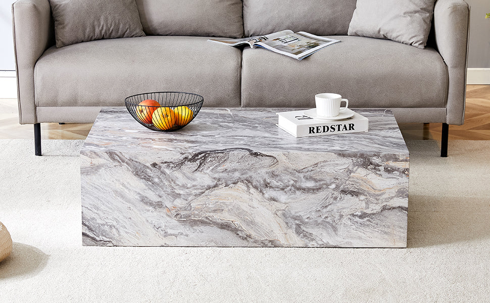 Modern Mdf Coffee Table With Grey Texture Pattern 39.3X23.6X11.8 Inches Stylish And Durable Design Grey Mdf