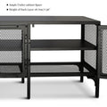 Metal Tv Stand Entertainment Center Cabinet Tv Console Table With 3 Metal Mesh Doors 2 Tier Storage Shelves For Living Room Frosted Black Black 50 59 Inches Steel