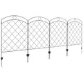 Outsunny Garden Fence, 4 Pack Steel Fence Panels, 11.4' L X 43