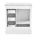 30 Inch Bathroom Vanity Cabinet With Ceramic Basin, 3 Drawers And Adjustable Shelves White Bathroom Solid Wood Mdf