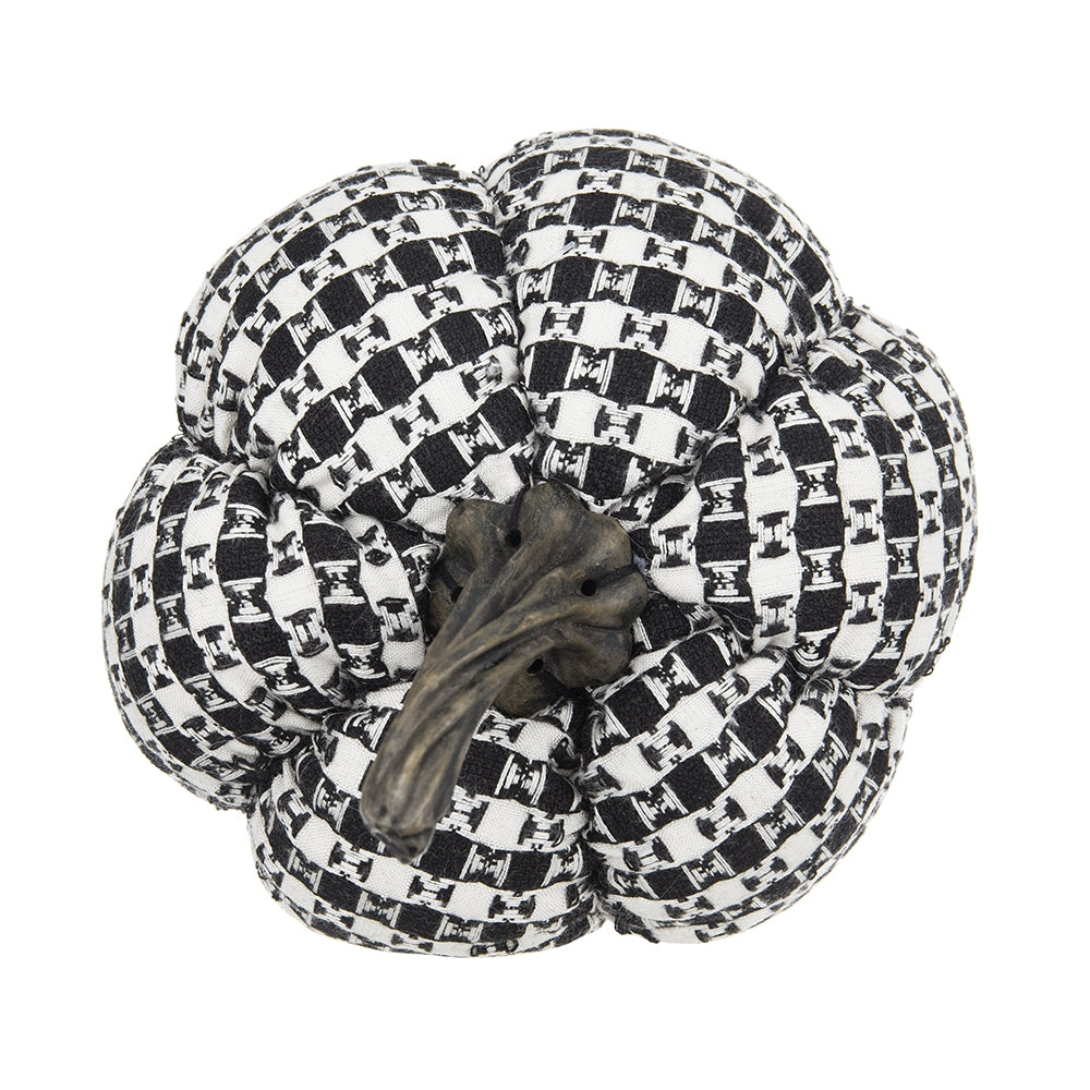 7X7X6.7" Fabric Black White Plaid Pumpkin Decor, For Holiday Halloween Decoration Black,White Polyester