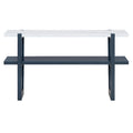 Retro Elegant Console Table With Marble Effect Top And Versatile Storage Solutions For Entryway And Living Room Navy Navy Solid Wood Mdf