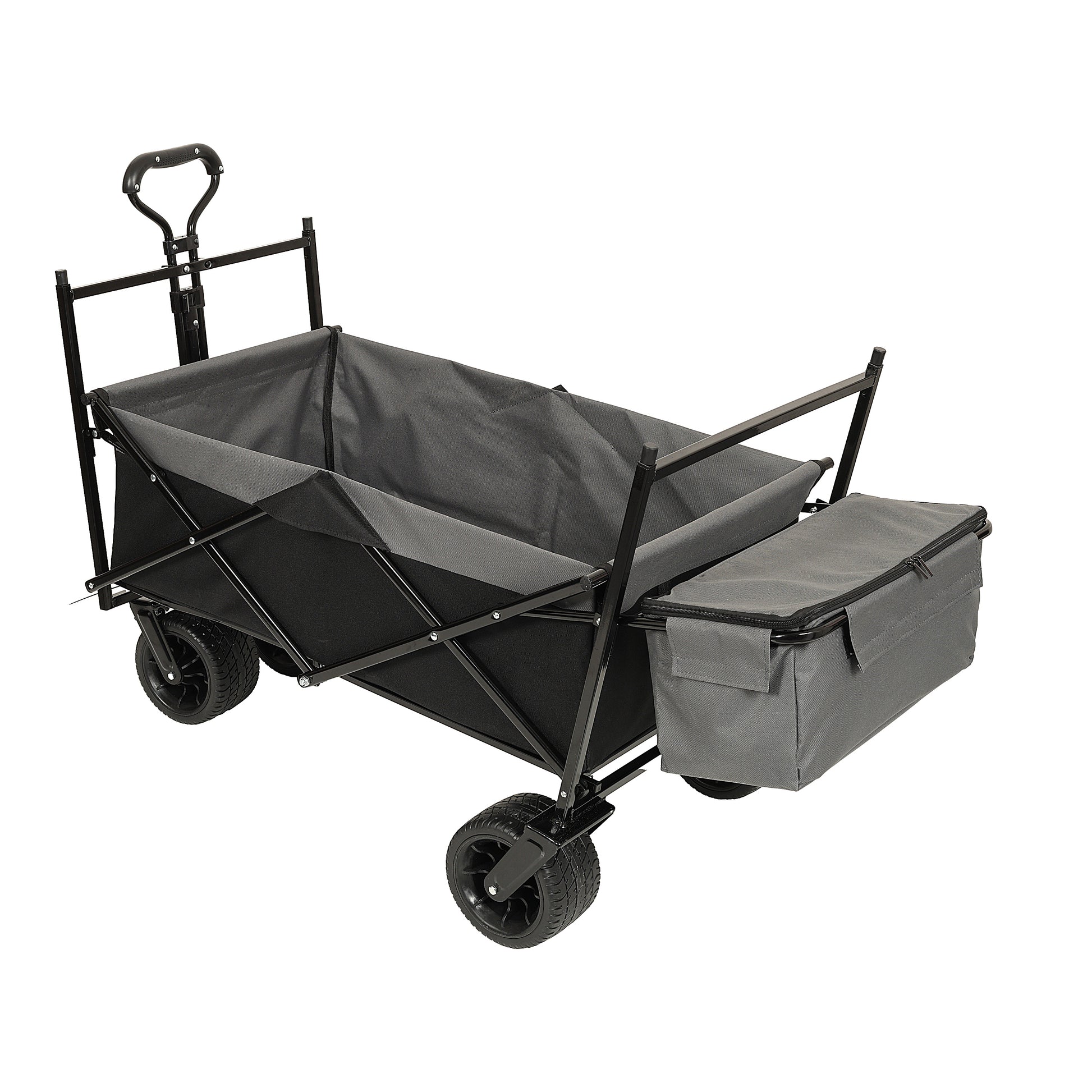 480Lbs Collapsible Wagon With Canopy,Wagon Stroller With 7" All Terrain Wheels, Lightweight Foldable Wagon, Large Capacity For Camping, Shopping, Sports, And Garden Use,Black With Mosquito Net Black