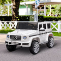 Aosom 12V Kids Electric Car, Mercedes Benz G500 Licensed Battery Powered Ride On Truck For Kids With Remote Control, Headlights, Music, Suspension & Storage For Boys And Girls, White White Plastic