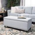 Storage Ottoman Light Grey Fabric