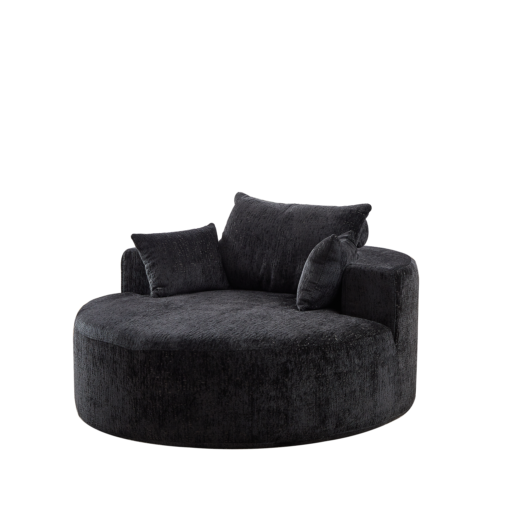 55''L Chenille Sponge Single Sofa,No Assembly Required,Fluffy Modern Sleeper Chair For Living Room, Bedroom, Lounge And Projection Room Not A Swivel Chair. Black Foam Chenille 1 Seat