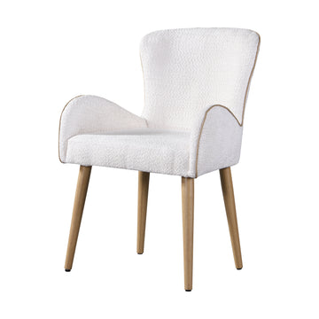 Qwin Beige Boucle & Oak Finish Side Chair Set Of 2 Beige Boucle
