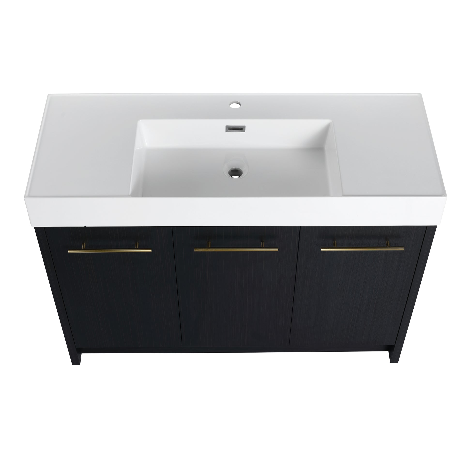 48 Inch Freestanding Bathroom Vanity With Resin Sink, With Soft Closing Door, Kd Package Black Chestnut 3 Bathroom Freestanding Modern Plywood