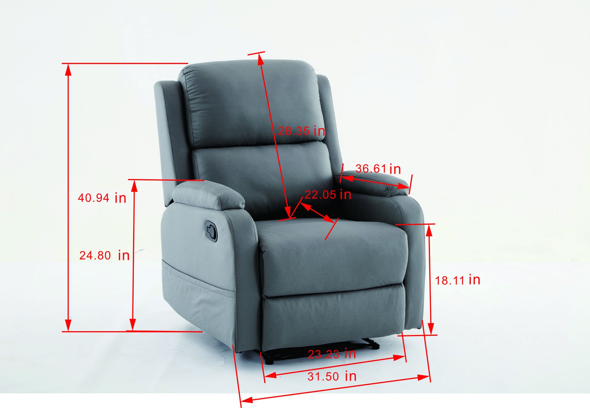 Best Choice Recliner Chair Living Room Reclining Sofa Chair, Home Theater Seating Modern Recliner, Manual Recliner Sofa Chair For Living Room Office Apartment, Easy To Reach Side Button Gray Gray Pu Leather